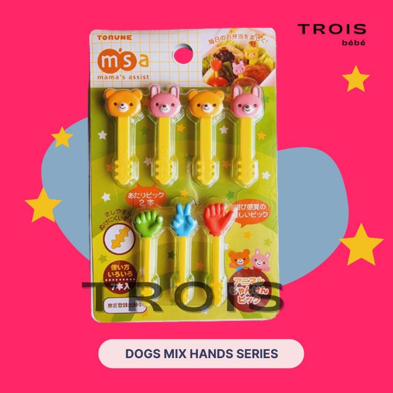 Dogs Mix Hands Series - Food Pick Tusukan Bento Hiasan Bento Dekorasi Bento Hiasan Makanan Dekorasi 