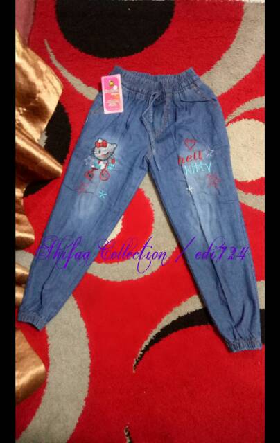 Celana Jeans / Celana Jeans Panjang / Celana Joger Jeans / Celana Joger anak Motif Bordiran ukuran M. L. XL