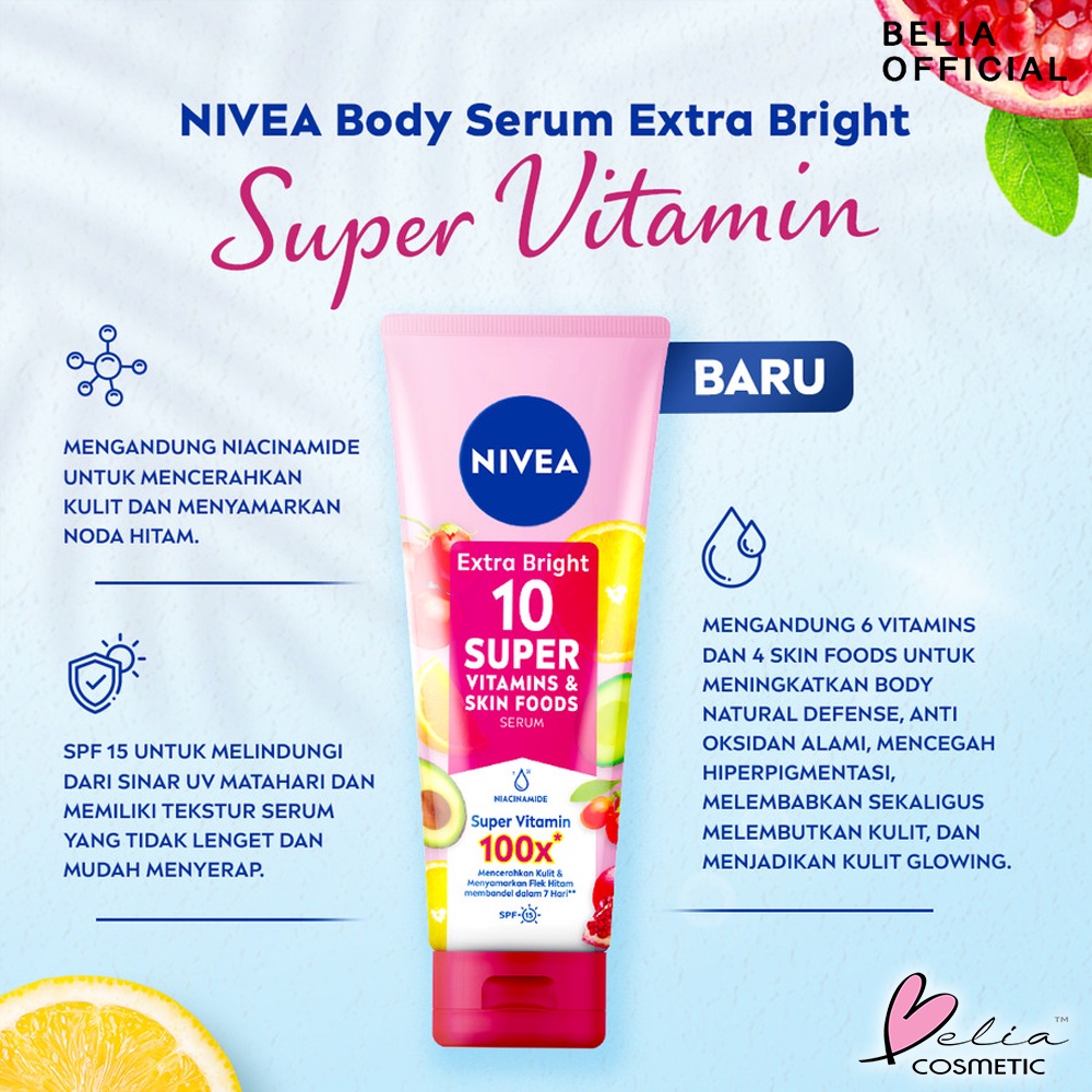 ❤ BELIA ❤ NIVEA Body Serum Extra White | Night | Repair Care Protect | Radiant | Glow | Hijab 180ml | Care and Protect 70ml