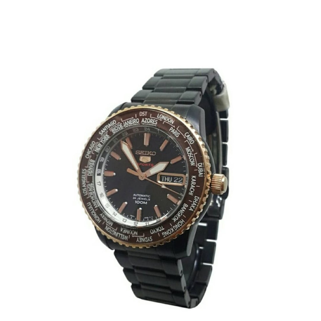 Seiko 151153 Automatic Tali Rantai Jam Tangan Pria - Rose Gold Hitam