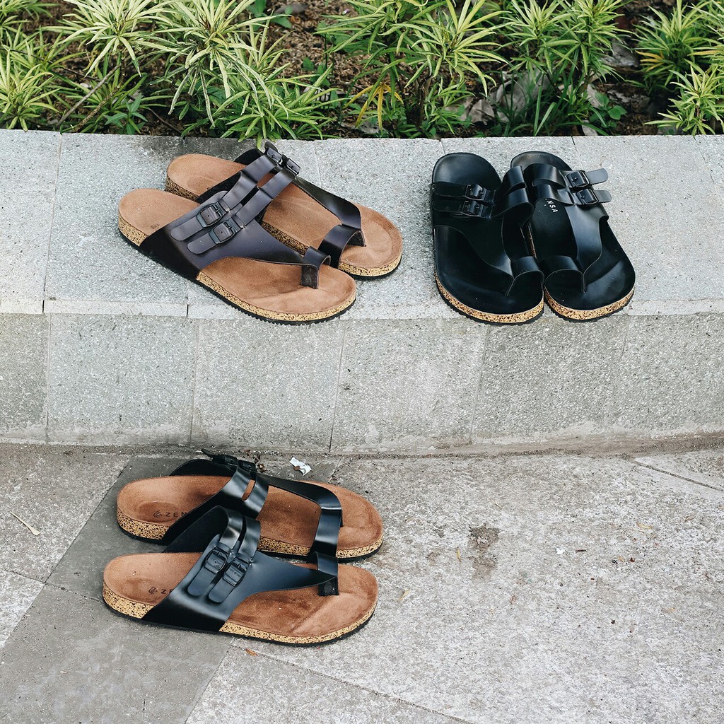 ALFARO BROWN |FORIND x Zensa| Sendal Jepit Tali Kulit Simpel Kayu Pria/Cowok/Men - Sandal - Footwear