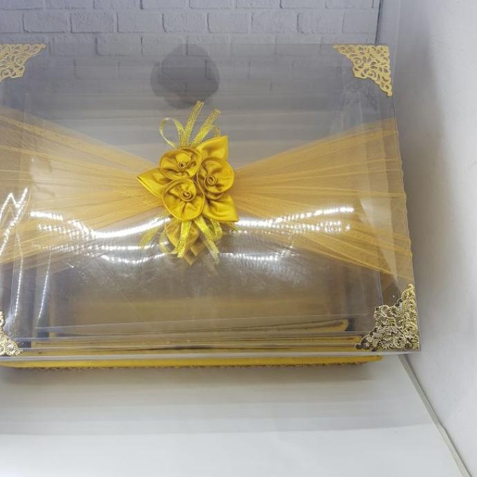 

Terbaru! Box Hantaran Seserahan Mika Tile Gold 1 Set Isi 4 Box -