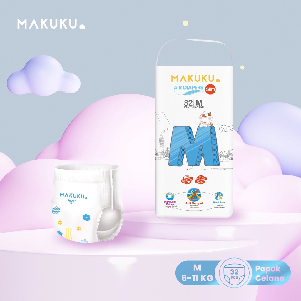 Jual Diapers Bayi Makuku Slim Type Celana M32 dan M22 / Pampers Murah