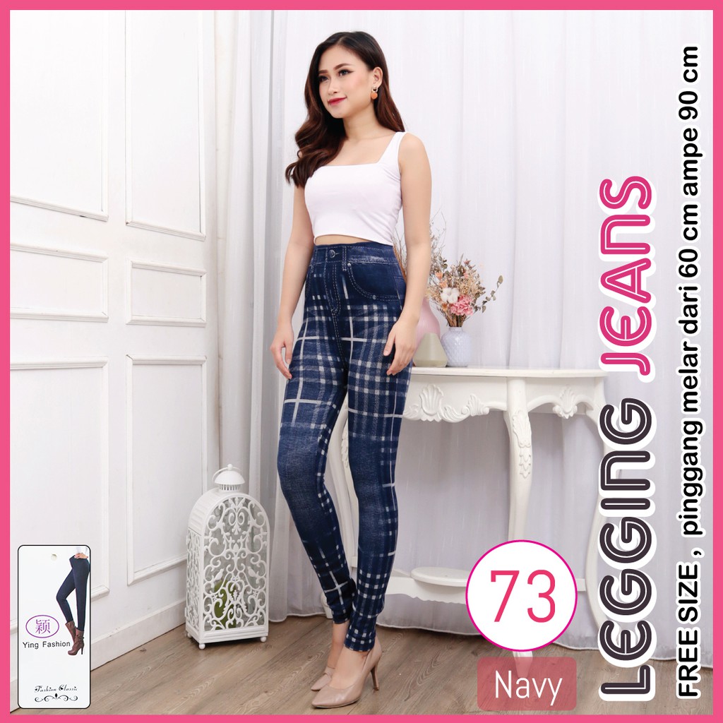 Legging Jeans # 73 / celana legging jeans wanita / legging fashion wanita / legging import premium