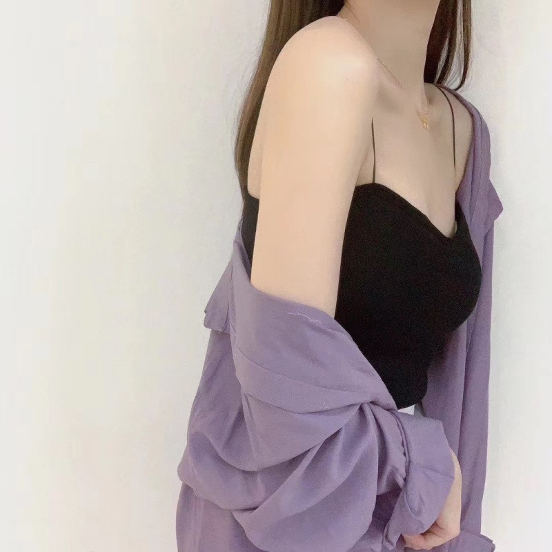 Feminin Tanktop Bra dengan Cup BH Singlet Atasan Wanita Import Murah-7