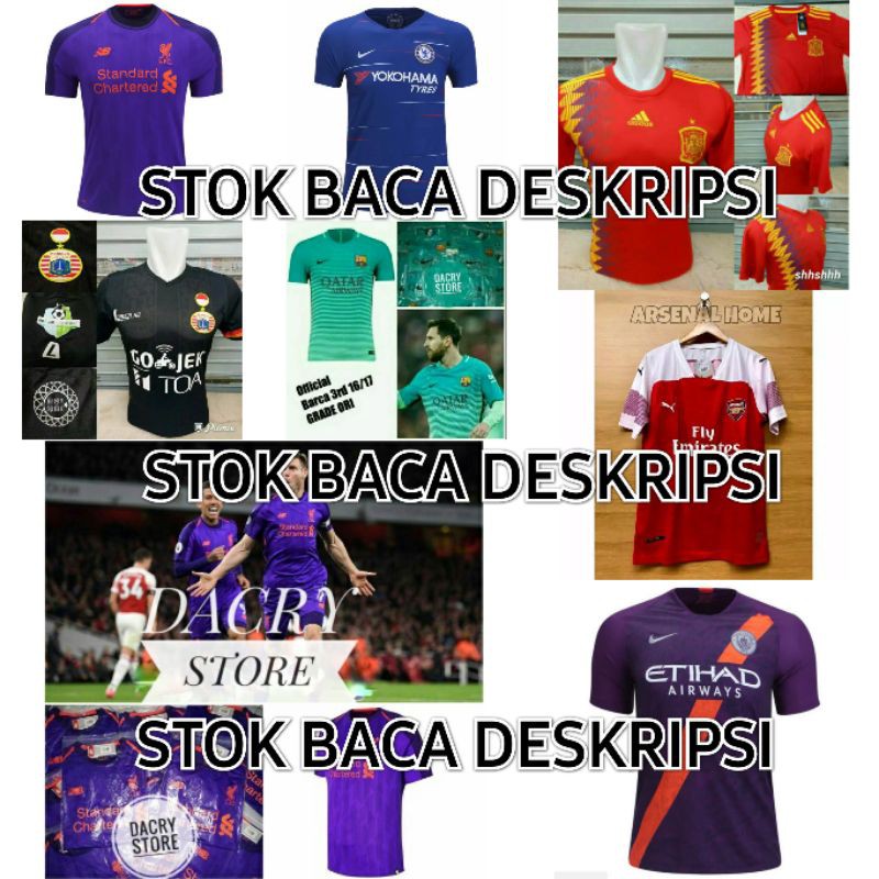 Jersey bola murah obral musim 18/19 grade ori thailand arsenal city dll stok baca deskripsi
