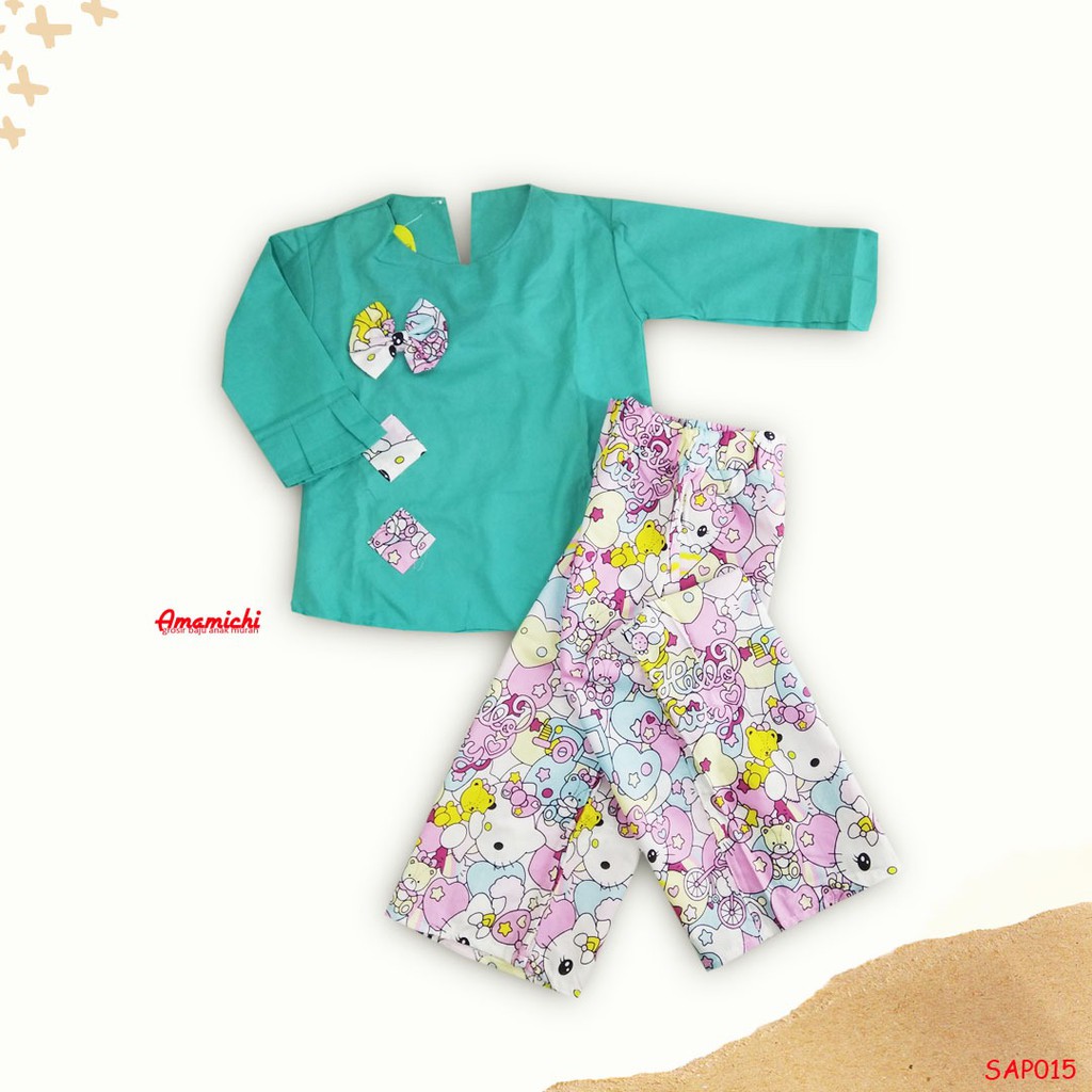 Setelan Kulot Anak Pita Branded Rysya Perempuan Umur 2-5 Tahun / Set Baju Anak Karakter