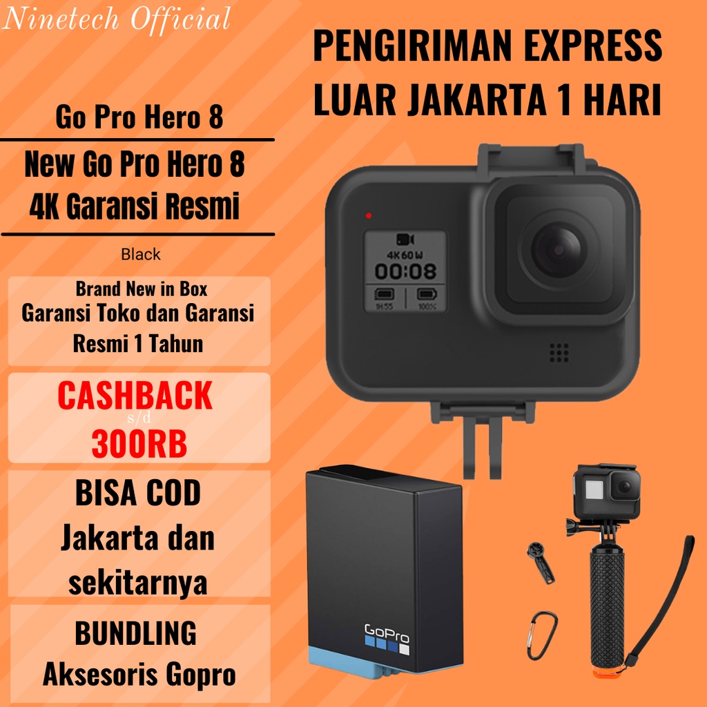 GOPRO HERO 8 4K - GARANSI RESMI TAM - BLACK  not gopro hero 9 10