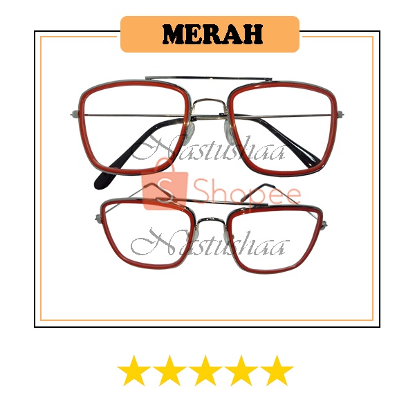 Kacamata Fashion Lensa Transparan Double Frame Glasses Untuk Pria dan Wanita Model Aviator Square Gaya Korea NOCASE