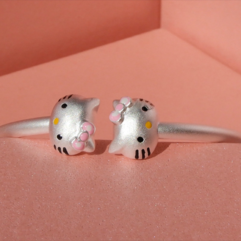 Hello Kitty 925 Silver Bangle Bracelet Child Hand Jewellery