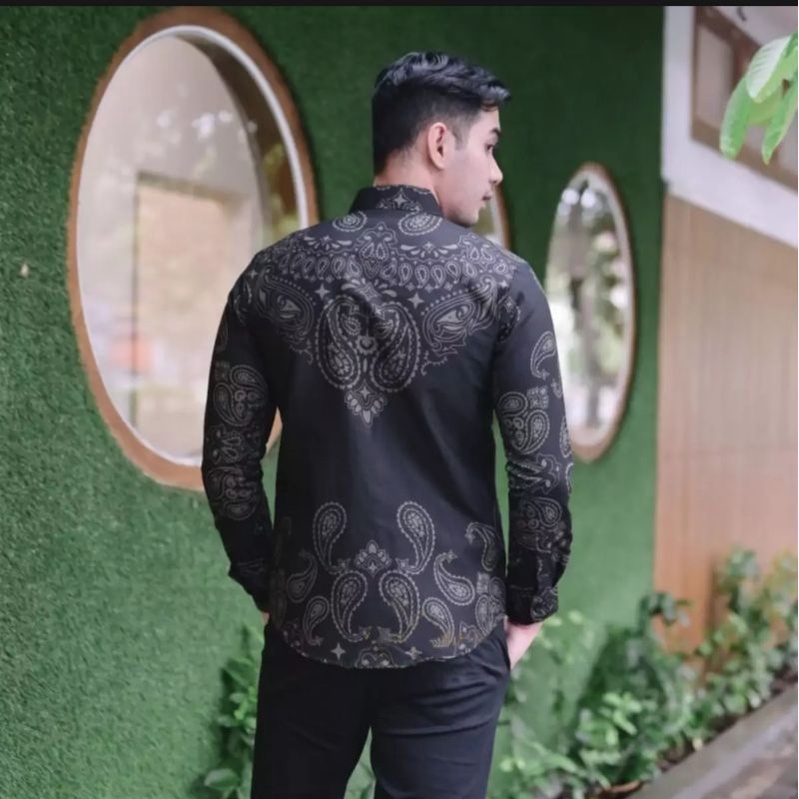 Kemeja Batik Pria GARAGA Lengan Panjang Slimfit Bahan Katun Premium Full Furing Halus