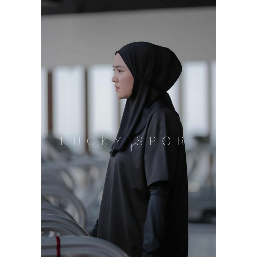 hijab jilbab sport olahraga n1ke kerudung muslim Putih Dan Hitam volly fitness zumba gym