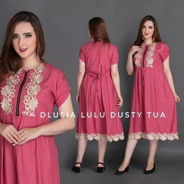 DASTER ARAB DLUSIA TUNIK LULU || RAYON SUPER GRADE A || RESLETING-Pink