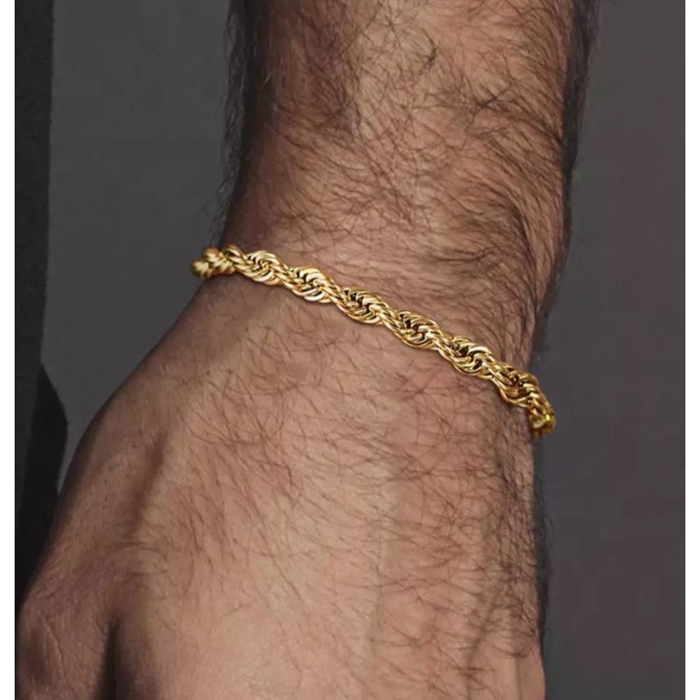 GELANG TANGAN PRIA  MODEL TAMBAMG GOLD DAN SILVER GELANG TANGAN TITANIUM
