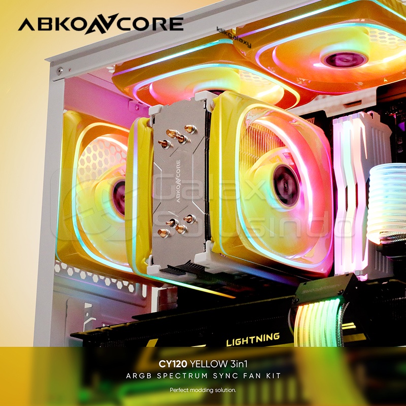 ABKONCORE CY120 Yellow ARGB SPECTRUM SYNC 3in1 Fan Case - Kuning