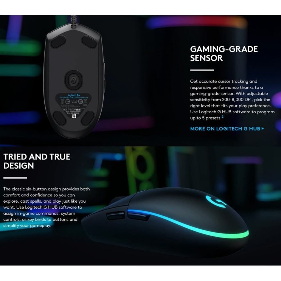 LOGITECH G102 v2 LIGHTSYNC RGB Gaming Mouse - GARANSI RESMI - Hitam