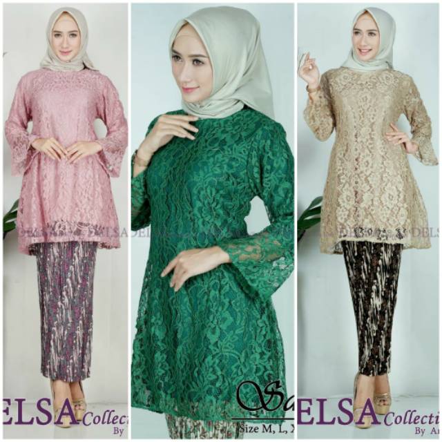 DEL&gt; SET KEBAYA TUNIK SALSA - KEBAYA BRUKAT IMPORT - BAJU KEBAYA TUNIK MODERN - KEBAYA KONDANGAN