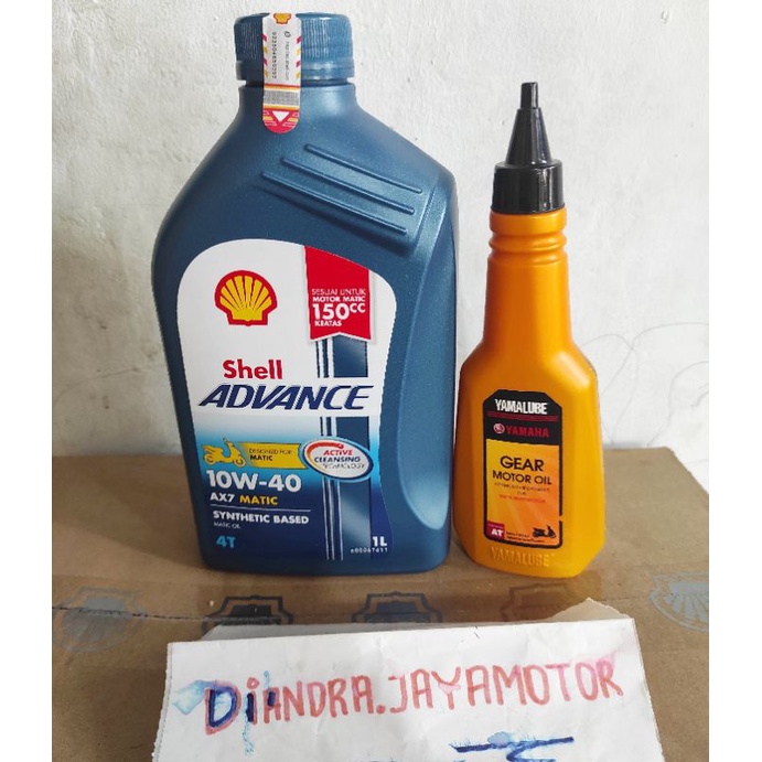 new produk!! paket Shell advance matic ax7 1 lt SAE 10-40+oli gear Yamaha 140 ml for Yamaha Nmax dll