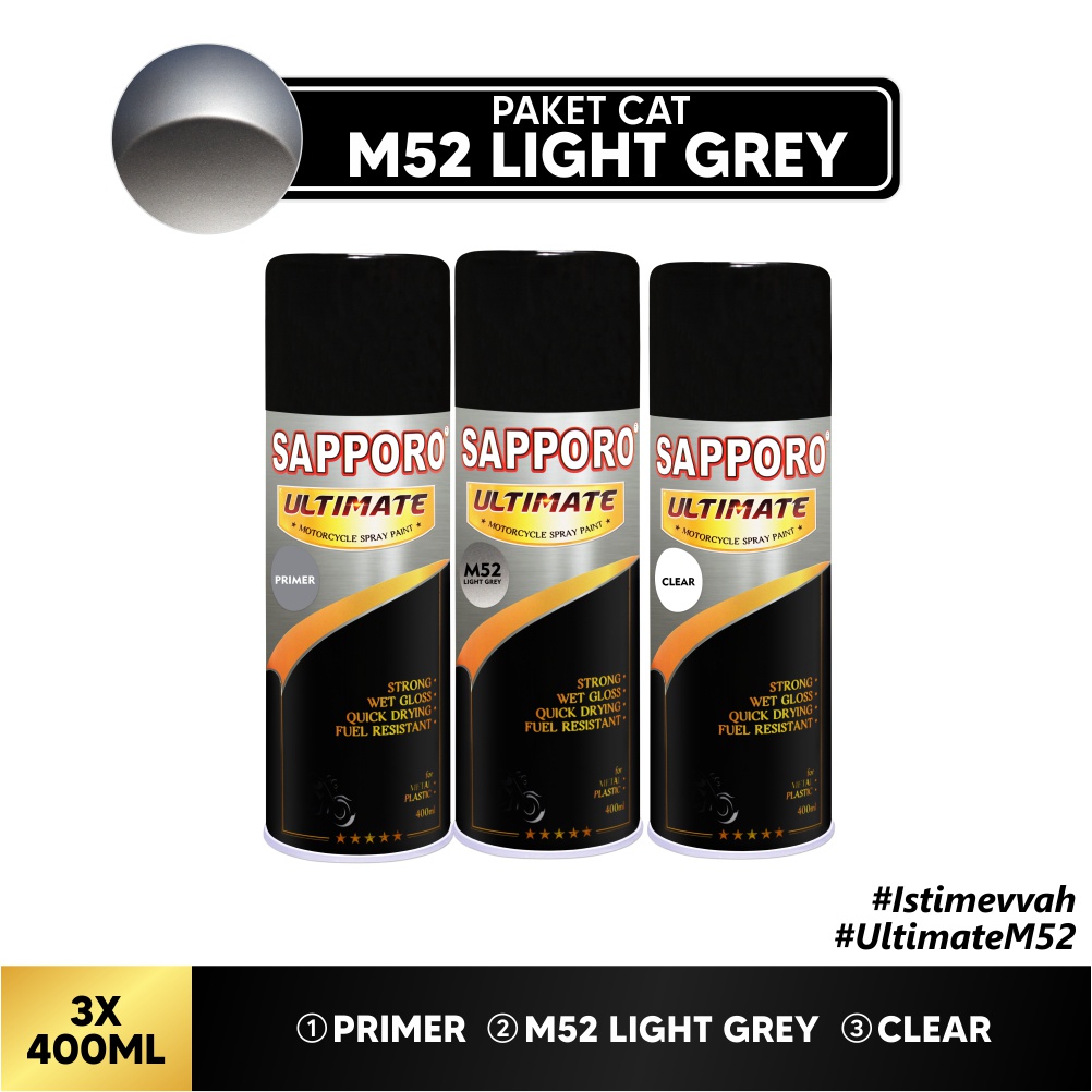 Paket Cat M52 Light Grey / Sapporo Ultimate / Cat Spray Semprot Aerosol Terbaik