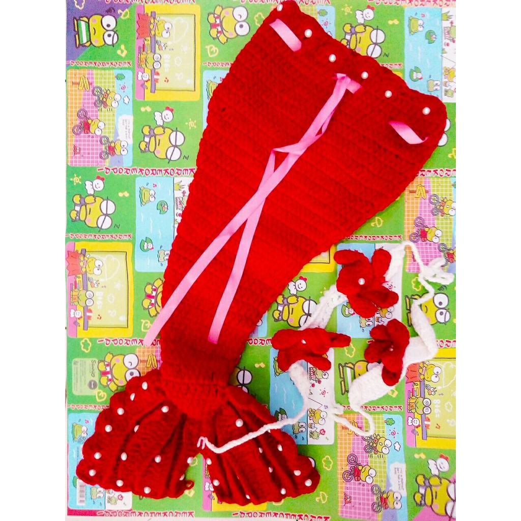 red mermaid newborn baby photo costume/ kostum bayi /photo booth RED MERMAID