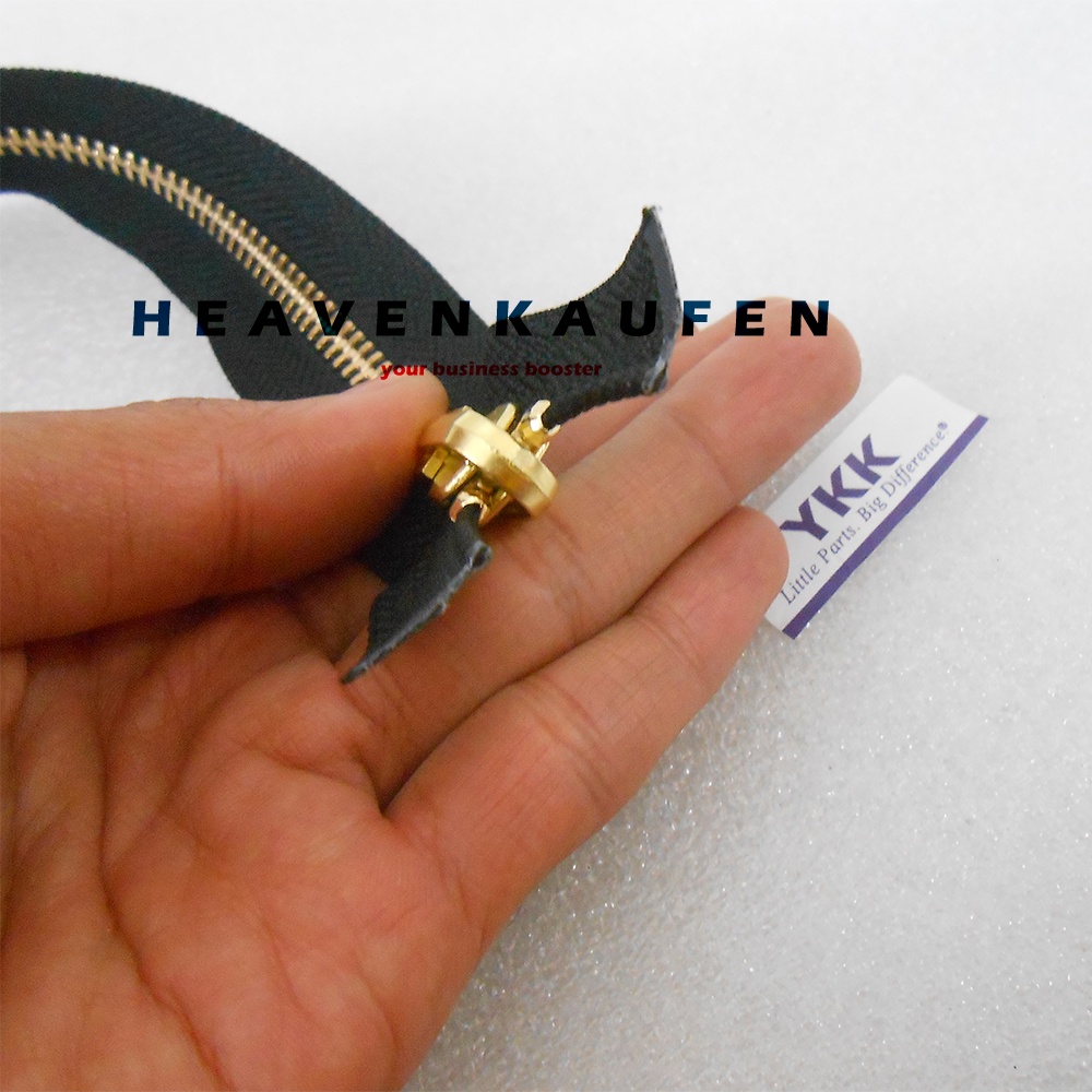 Resleting Zipper YKK 85 cm Atau 34 inch Hitam Gold Emas Type Gigi Besi Model Set Open End Buka Lepas