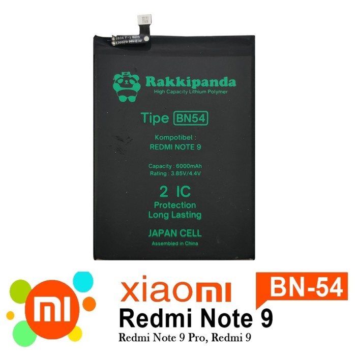 Baterai batre battery Xiaomi Redmi Note 9 BN54 Double IC Protection original