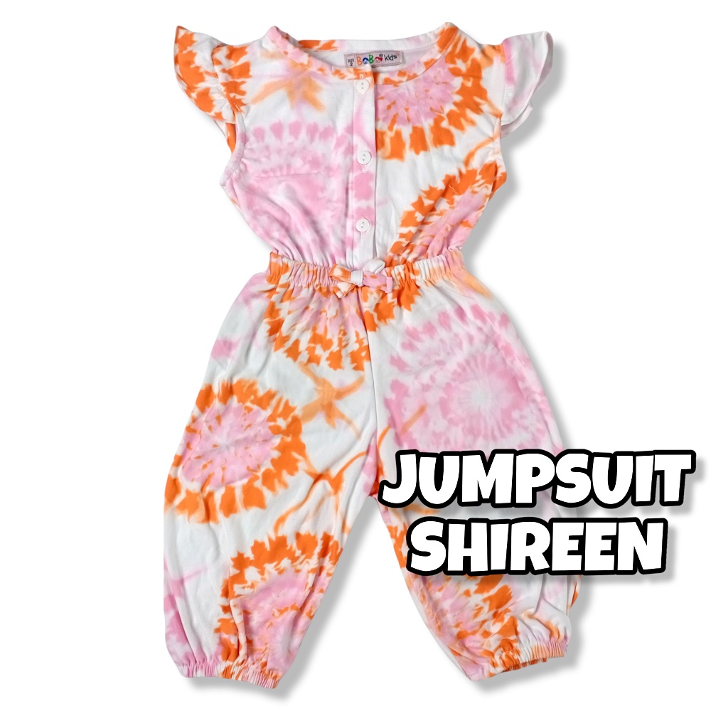 SHIREEN 0-2,5 THN JUMPSUIT ANAK BAYI PEREMPUAN Jamsuit Jumsuit Panjang Kaos Baju Anak Bayi Baby Girl Bobo Kids-2C DyeWhiteOrangePnk