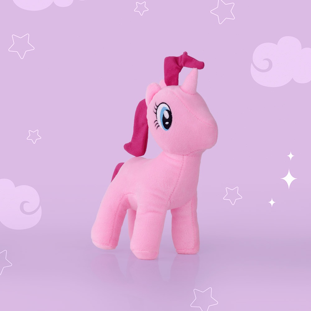 Boneka Kuda Poni Unicorn 30cm Warna Pink Bahan Velboa Isi Dacron Silicon