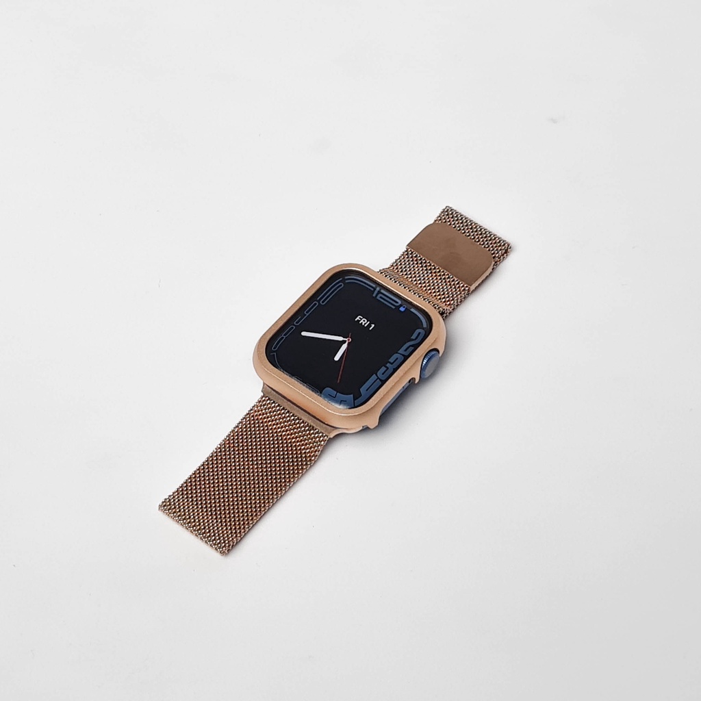 Strap Stainless Milanese + Luxury Metal Case untuk Apple Watch IWO HW 45 44 42 41 40 38mm Tali Jam Tangan Premium iWatch series 1 2 3 4 5 6 7 8 9 ULTRA SE