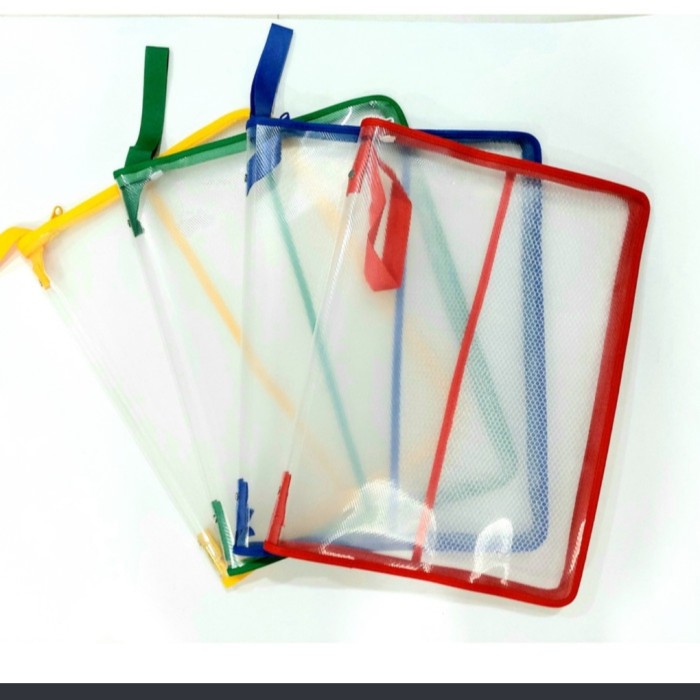 

Map Folio Plastik Zipper Bag Jaring - Map Jaring Plastik Zipper - Biru