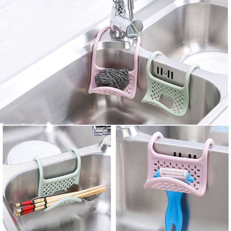 Kitchen Bendable Foldable Sink Drain Rack Hanging Soap Storage Bag Basket Faucet Sponge Drain Holder Bathroom Organizer