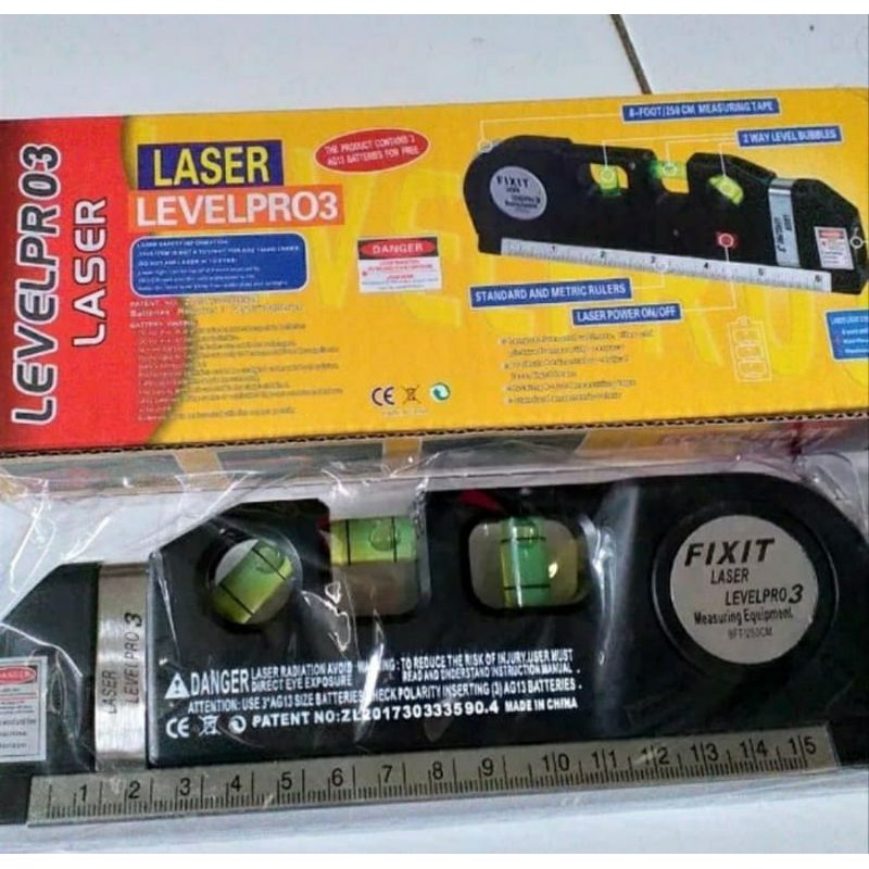 

waterpass laser / laser sudut / penggaris laser / waterpass laser 4in1 LEVEL PRO3 + baterai