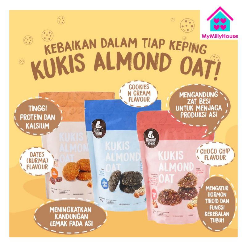 Mama Bear Cookies Almond Oat Pelancar Asi / Mamabear Kukis Asi Booster