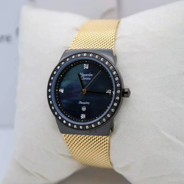 Jam Tangan Alexandre Christie AC 2721 LD
Tali pasir Gold Black Wanita / Cewek Original