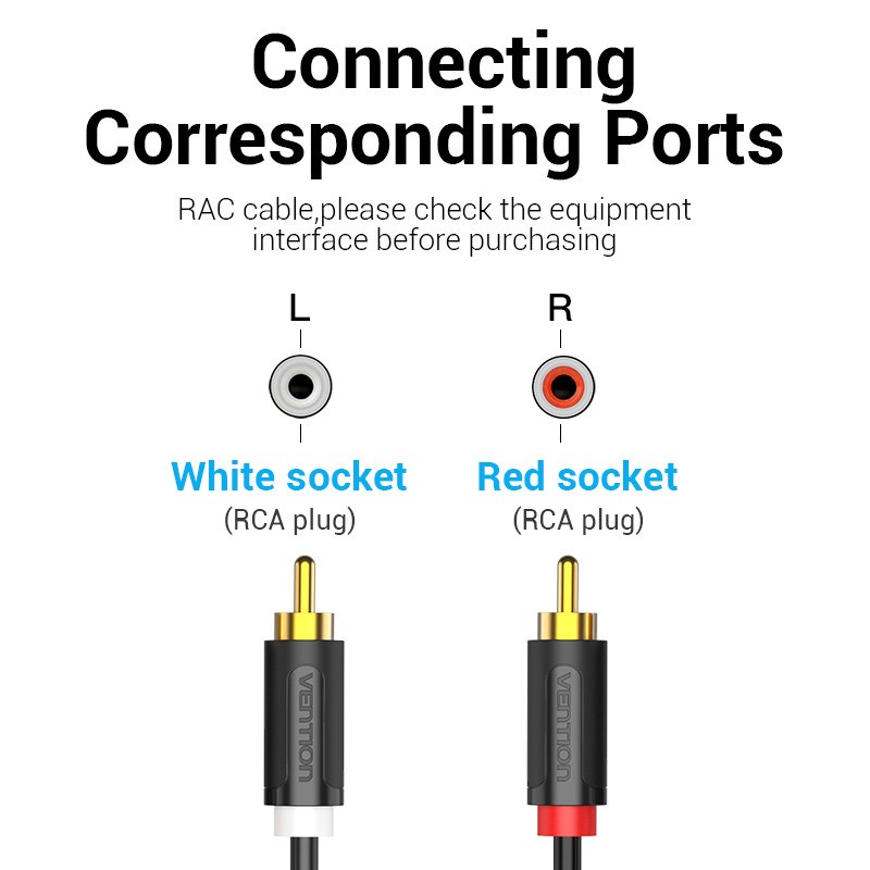 Vention BCM Black kabel RCA Stereo To RCA male Premium Quality