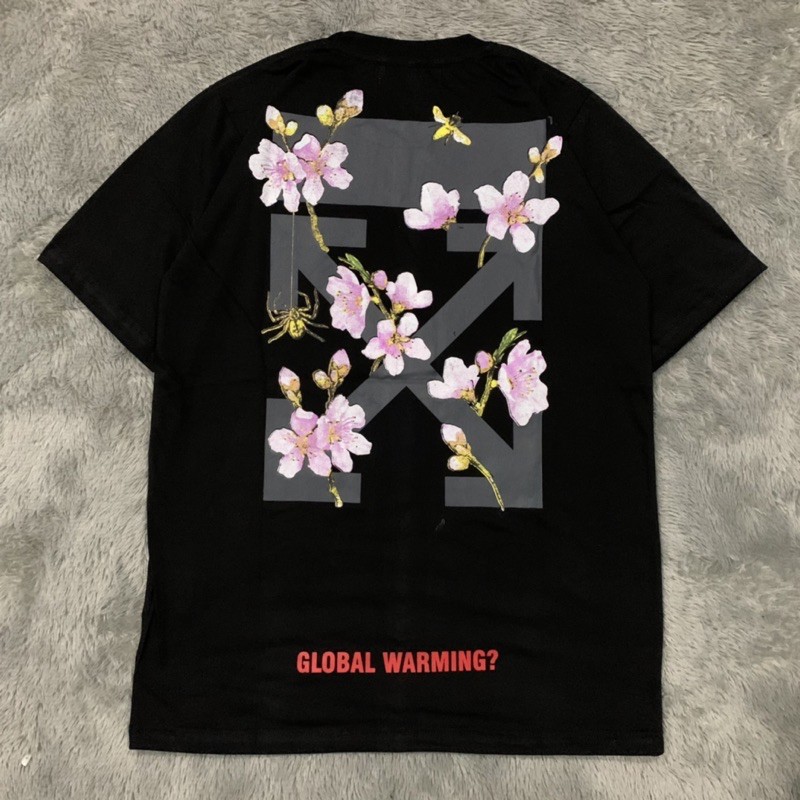 Kaos Tshirt Off White Cherry Blossom Fulltag &amp; Lebel