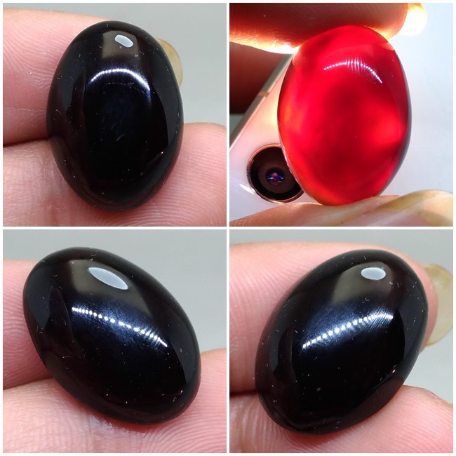 Batu Asli Yaman Wulung Hitam Tembus Senter Merah