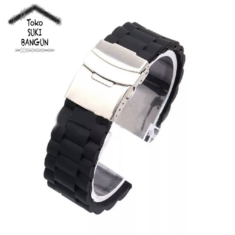 TALI JAM 20mm Rubber Chain Watch Strap Silicone Model Rantai