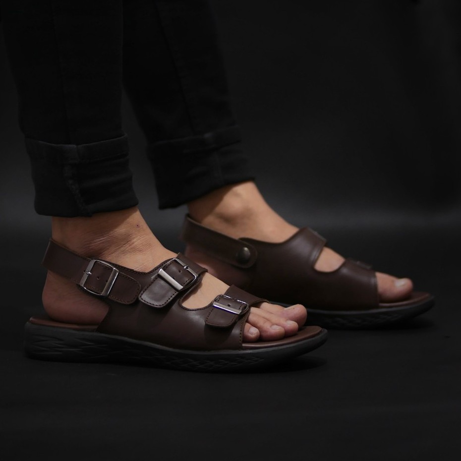 Mozza 02 Brown | Sendal Slide Kulit Original Santai Kasual Pria Ori Sandal Footwear | FORIND Greata