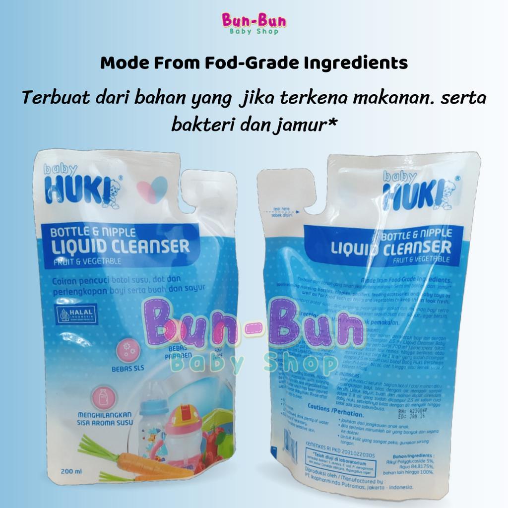 Huki Liquid Cleanser Bottle Nipple Fruit Vegetable 200ml Pencuci Botol Perlengkapan Makan Bayi Lahir