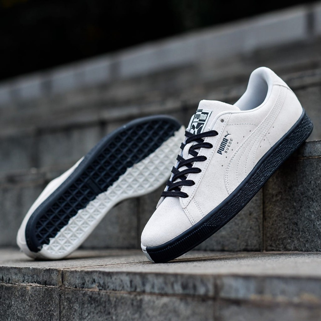 Sepatu Sneakers Original Puma Suede Other Side Cream Black White