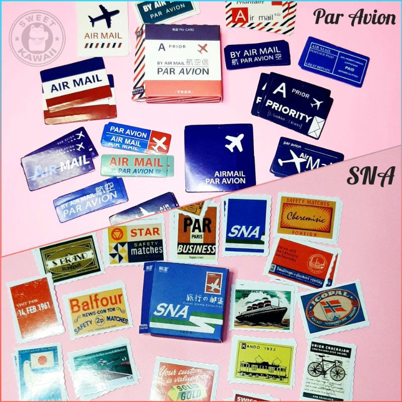 

Stickers Set Air Mail Travel Stamp Collection