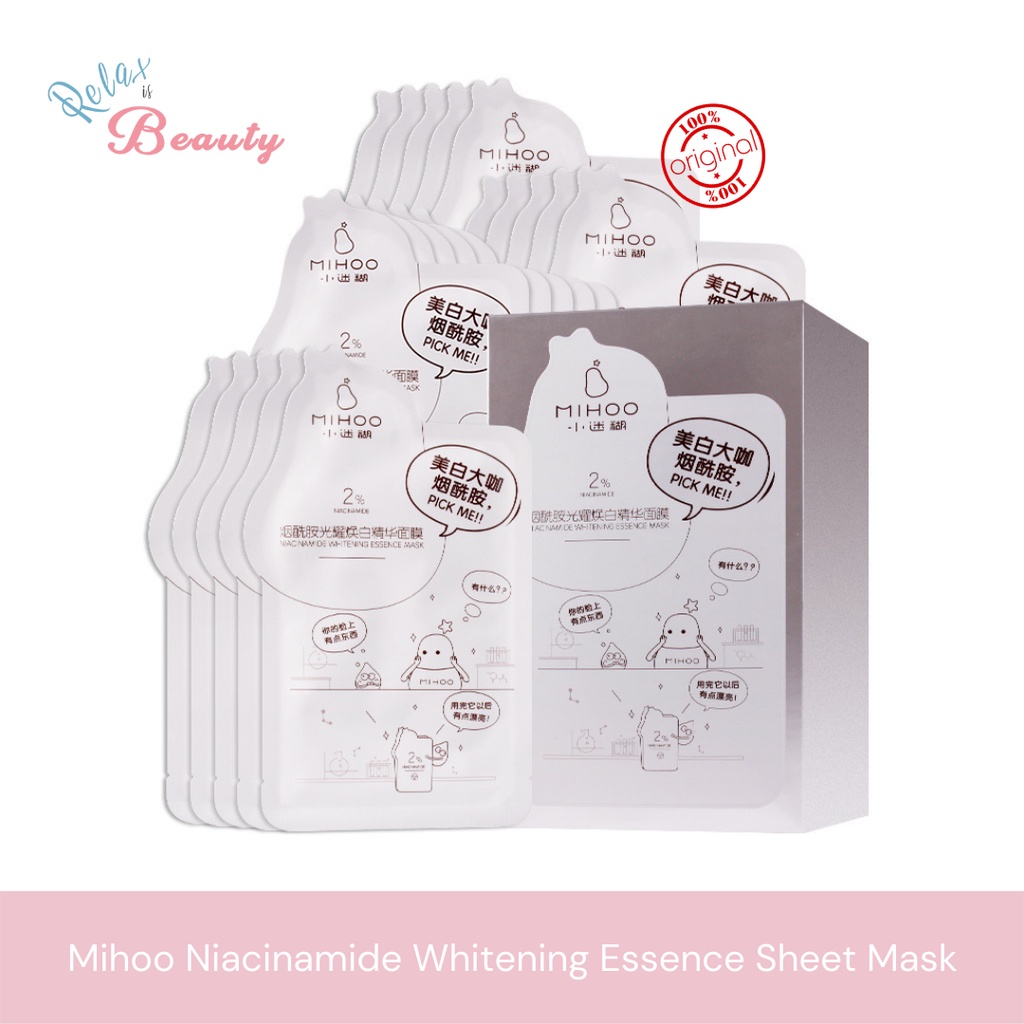 MIHOO Niacinamide Radiance Whitening Essence Sheet Mask Masker Wajah Muka Skin Care