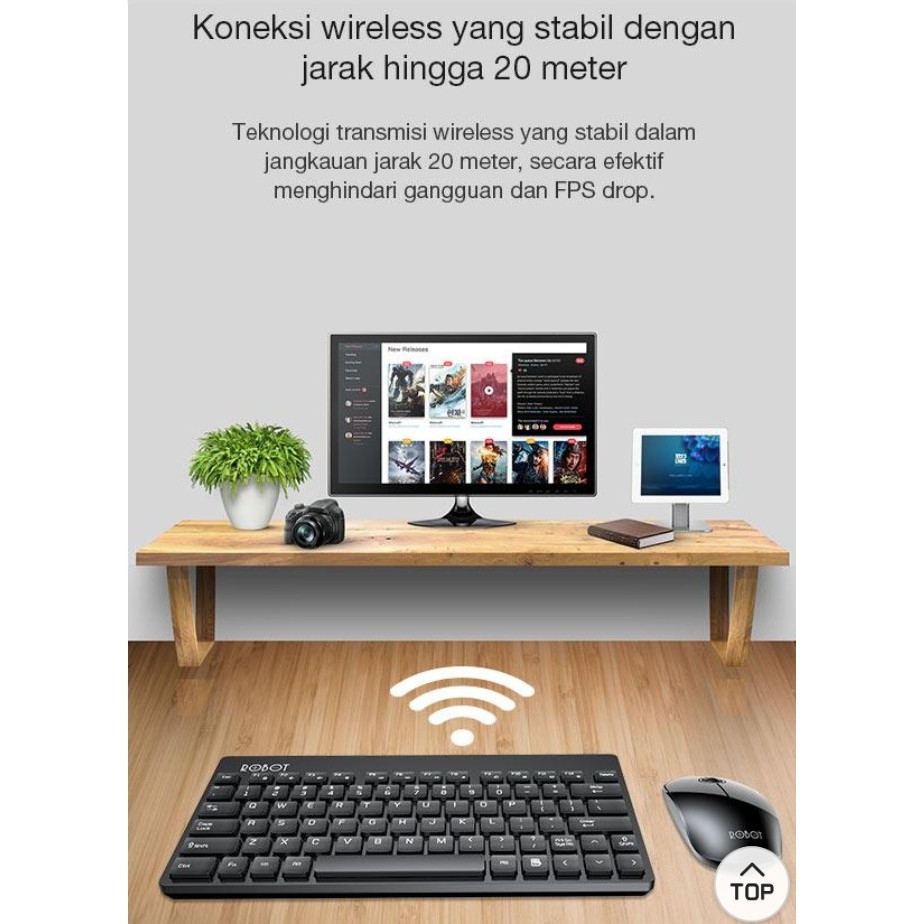 Robot KM3000 Portable Mini Wireless Keyboard dan Mouse Combo