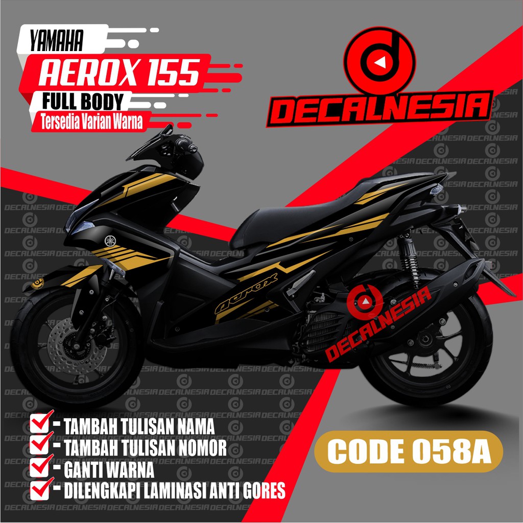Decal Stiker Full Body Motor Yamaha Aerox 155 Modifikasi RoadRace Variasi Aksesoris Gold Simple