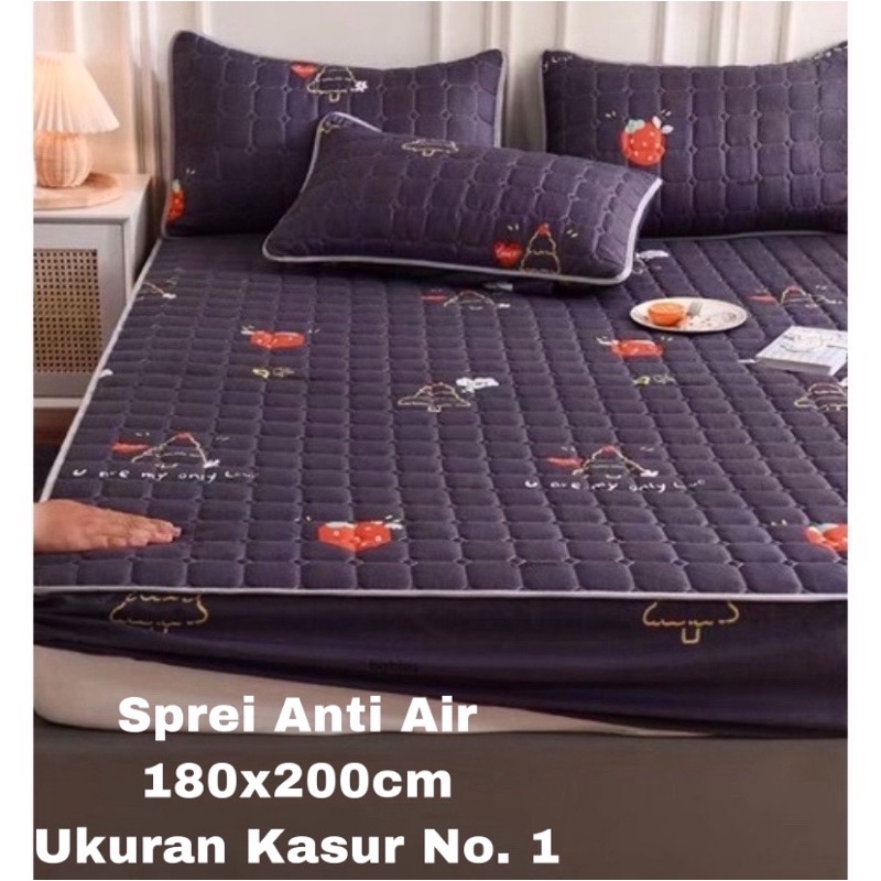 SPREI WATERPROOF UKURAN 180X200X25cm / SPREI ANTI AIR-ABU JAMUR