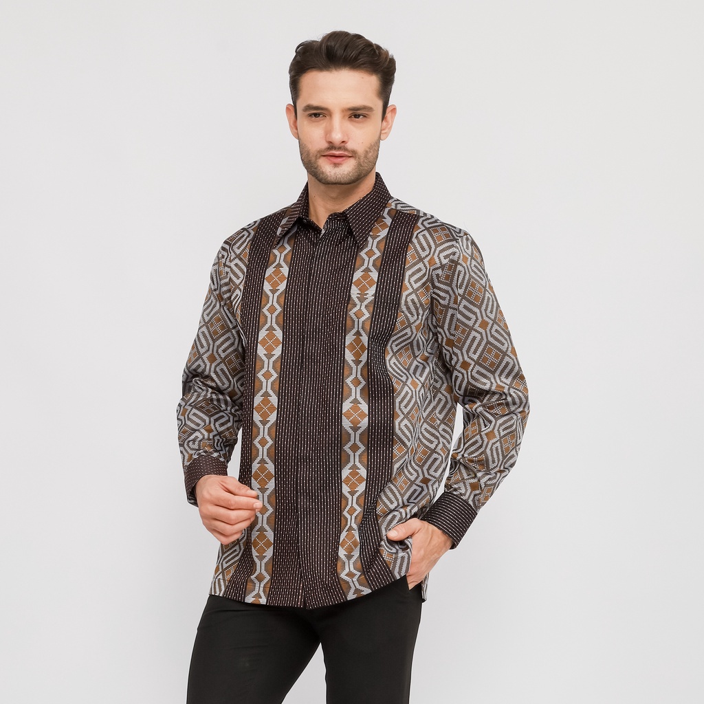 Baju Batik BHS Signature Abu Coklat 01 // BAMUS BHS // COD
