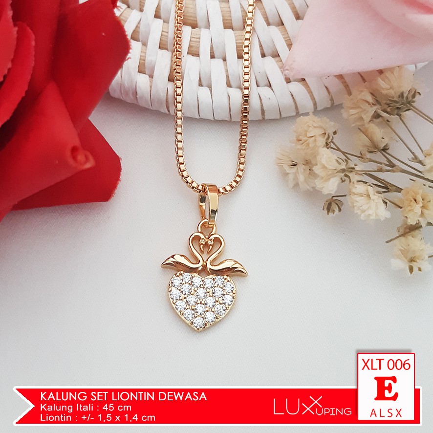 XLT 006 Kalung Dewasa Set Liontin Murah Perhiasan Wanita Lapis Emas Imitasi Permata Zirkon Aksesoris Wanita Termurah Luxx Xuping