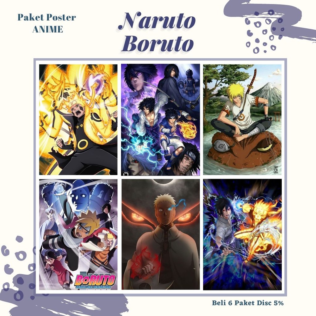 POSTER ANIME #1 (6 pcs) - BISA CUSTOM - POSTER DINDING - POSTER AESTHETIC - ANIME-Naruto n Boruto