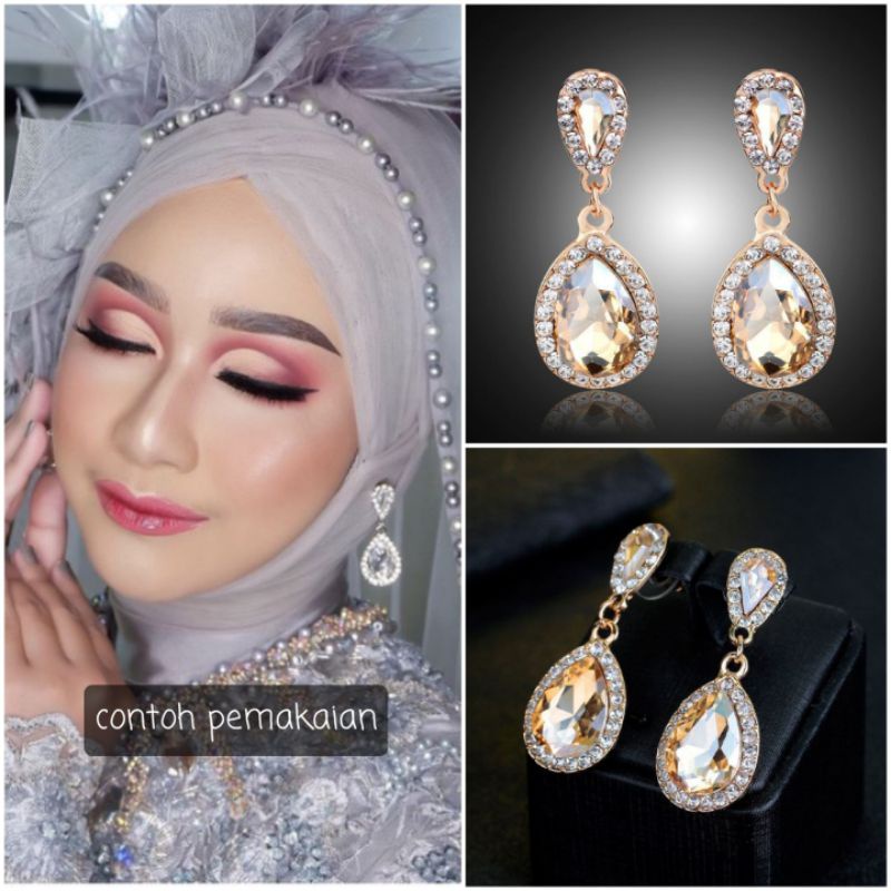 Anting pengantin hijab non hijab | Anting pesta | Anting model korean | Anting pengantin wedding pes